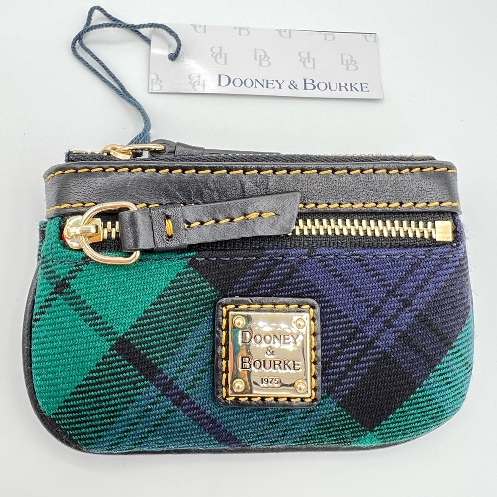 Tartan Coin Case Navy Green Dooney & Bourke NWT